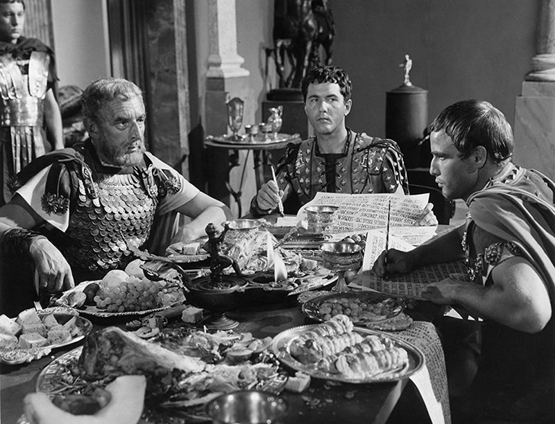 Marlon Brando, Douglass Dumbrille y Douglass Watson. (Julio César. Metro-Goldwyn-Mayer. 1953).